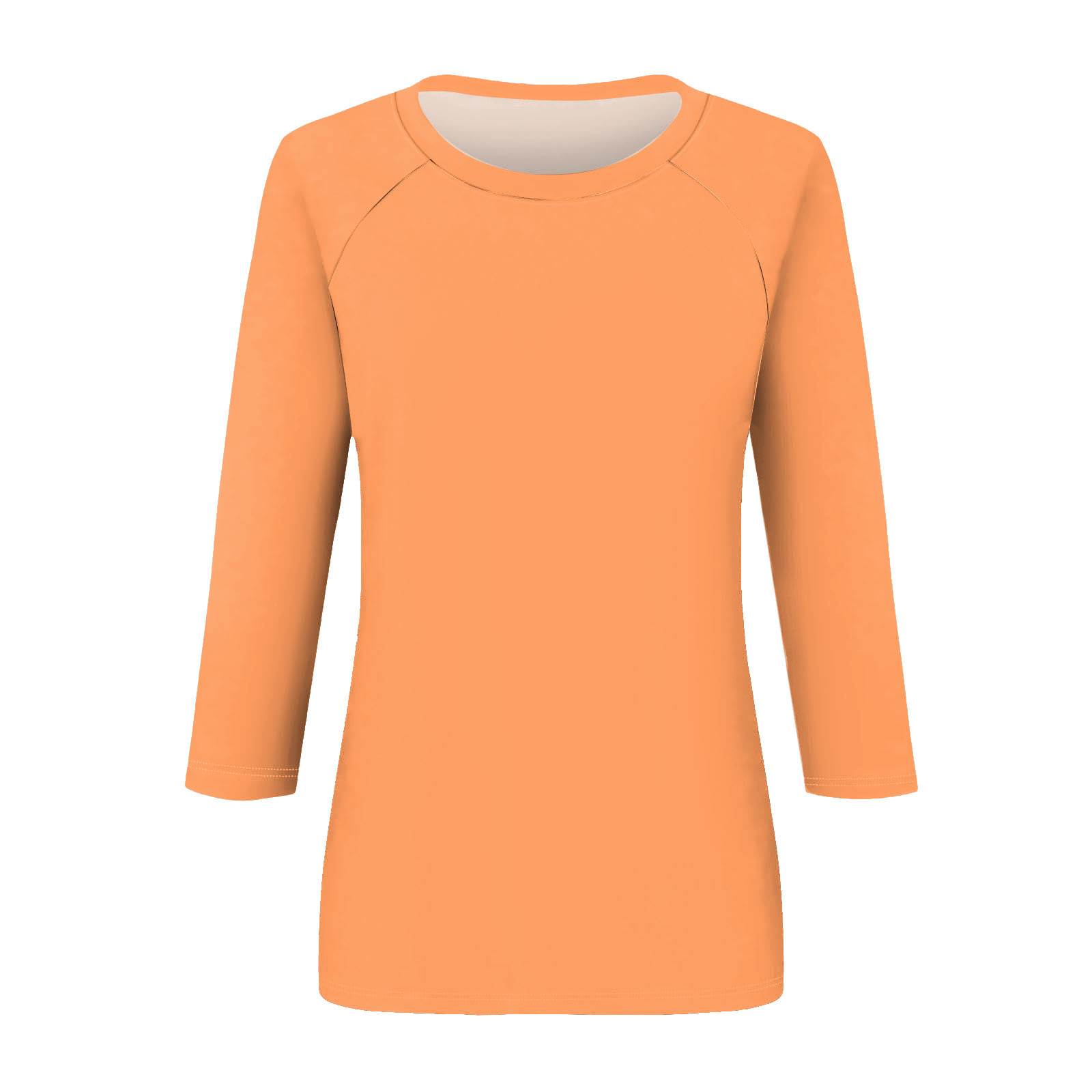 thumbnail image 5 of Camisa raglán informal de manga 3/4 para mujer, cuello redondo, poliéster, color liso, estilo informal y moderno, tallas S-XXL, 5 of 5